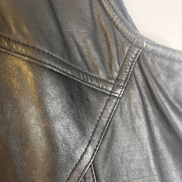 Metropolitan New York Vintage Black Leather Patchwork Button Front Vest medium - Picture 4 of 7